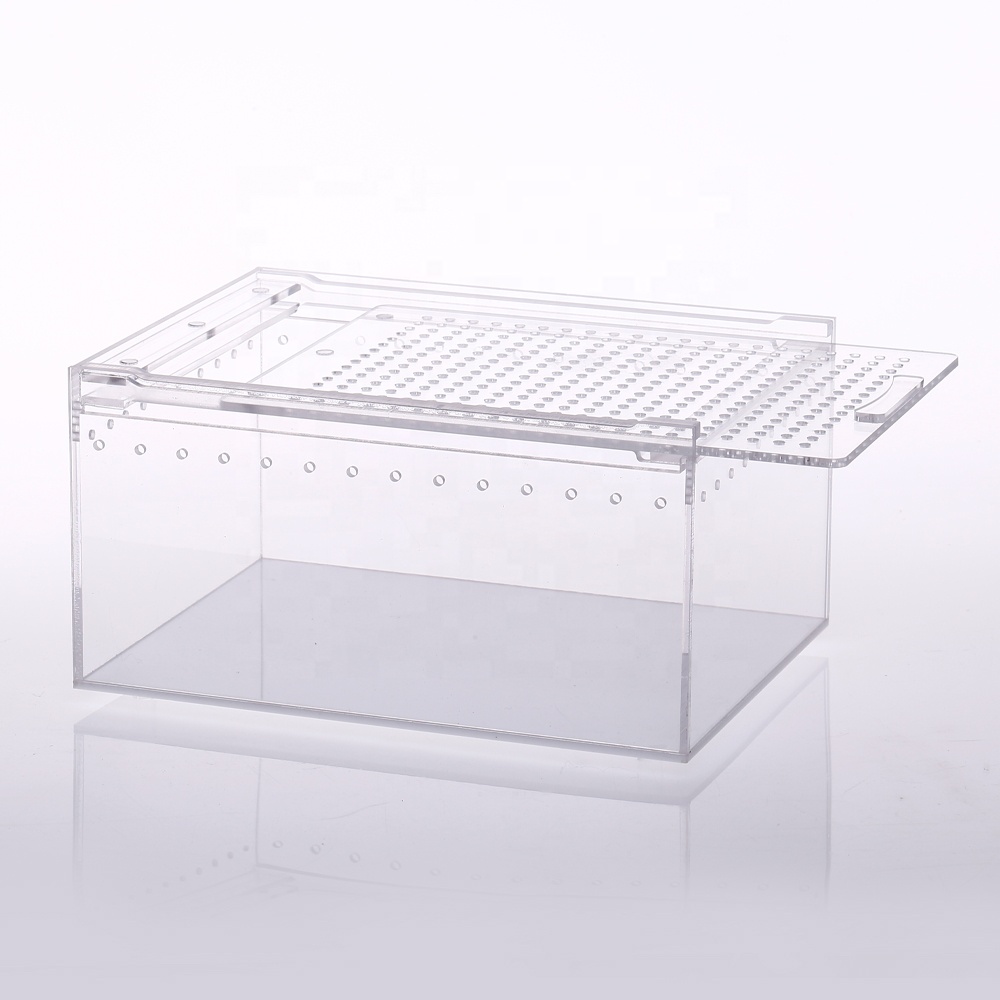 Recinto acrílico integrado para reptiles con tapa deslizante integrada: ideal para geckos y reptiles pequeños