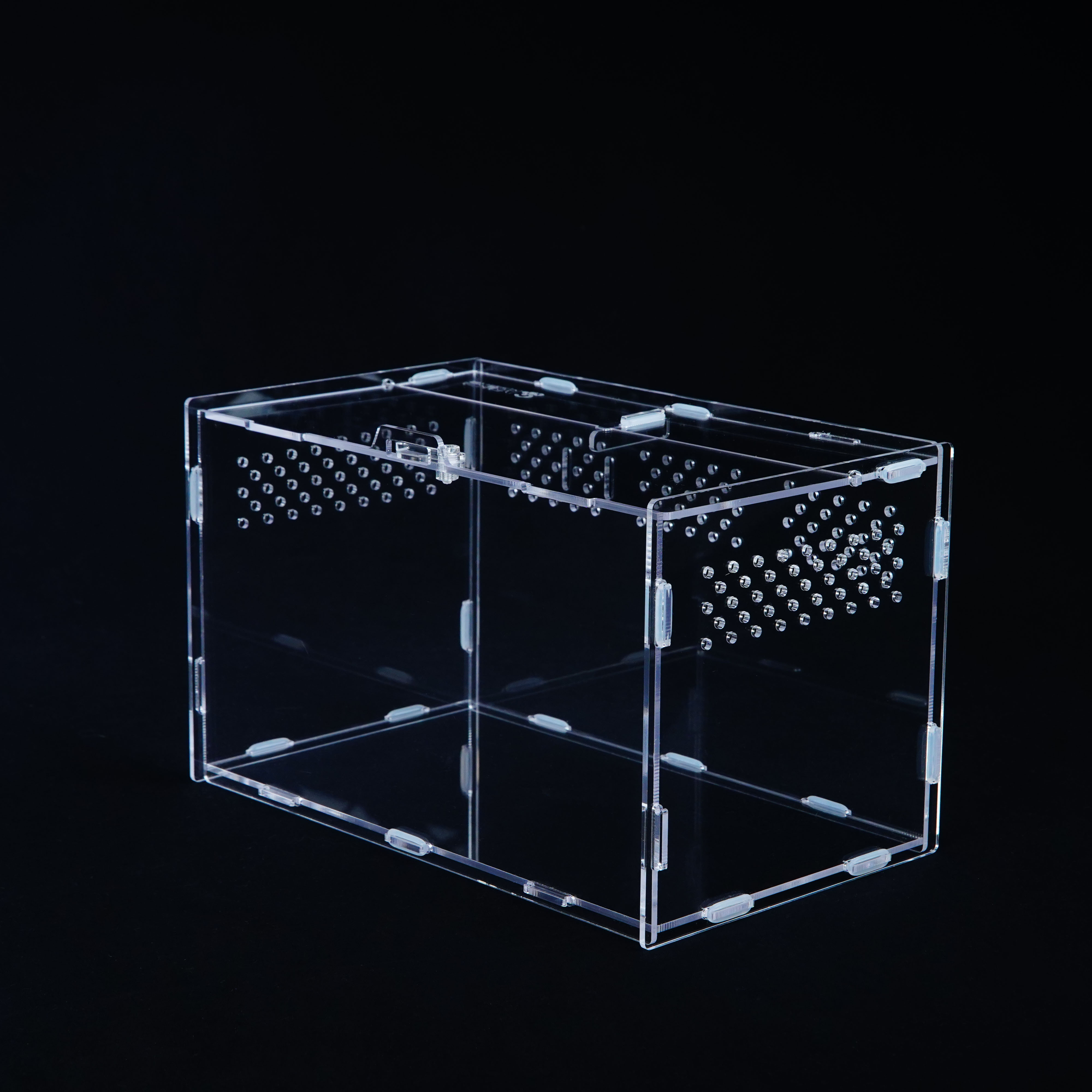 Caja de alimentación de reptiles acrílica desmontable de alta transparencia