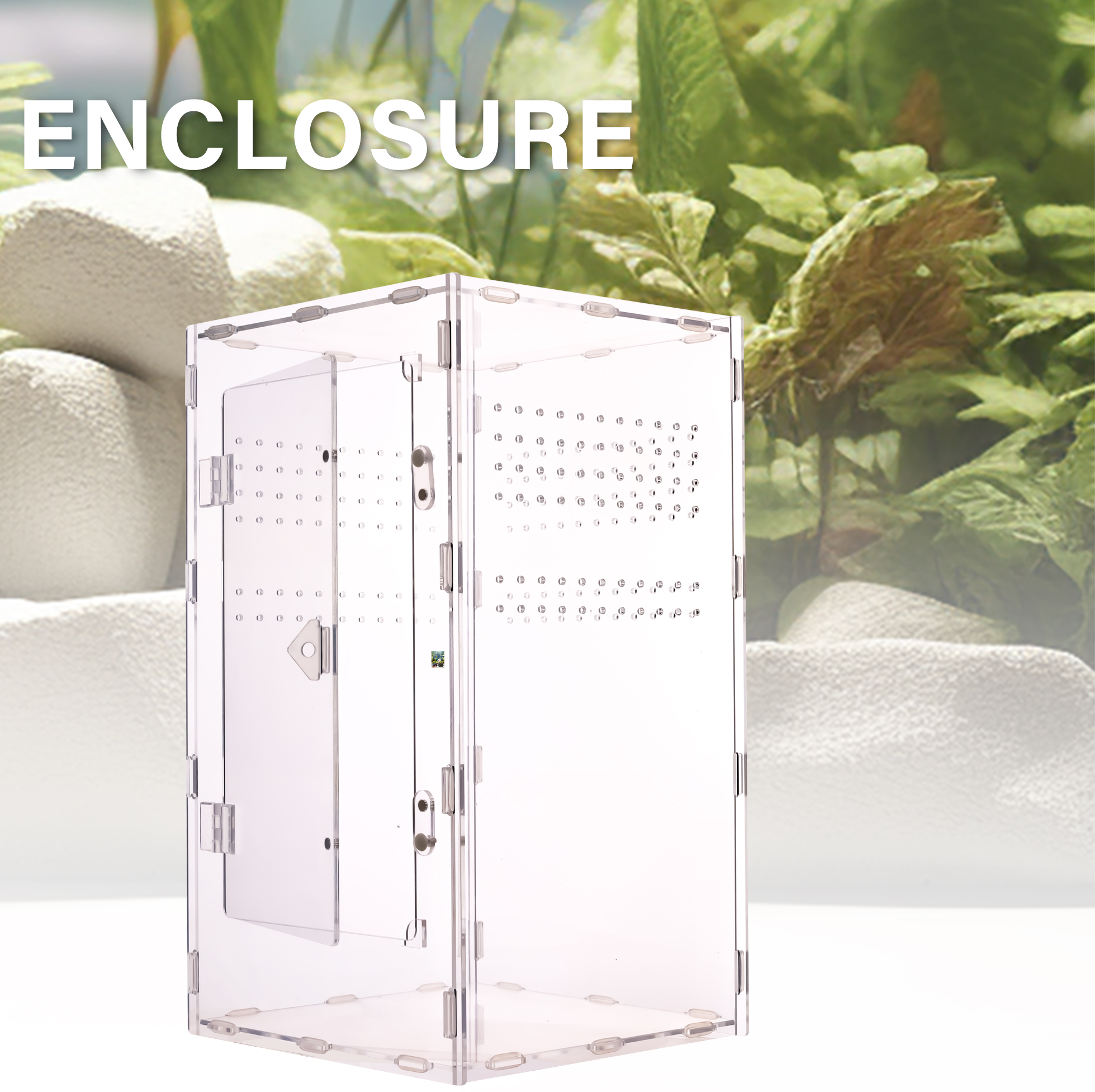 Recinto de acrílico transparente para reptiles con apilable para geckos y lagartos