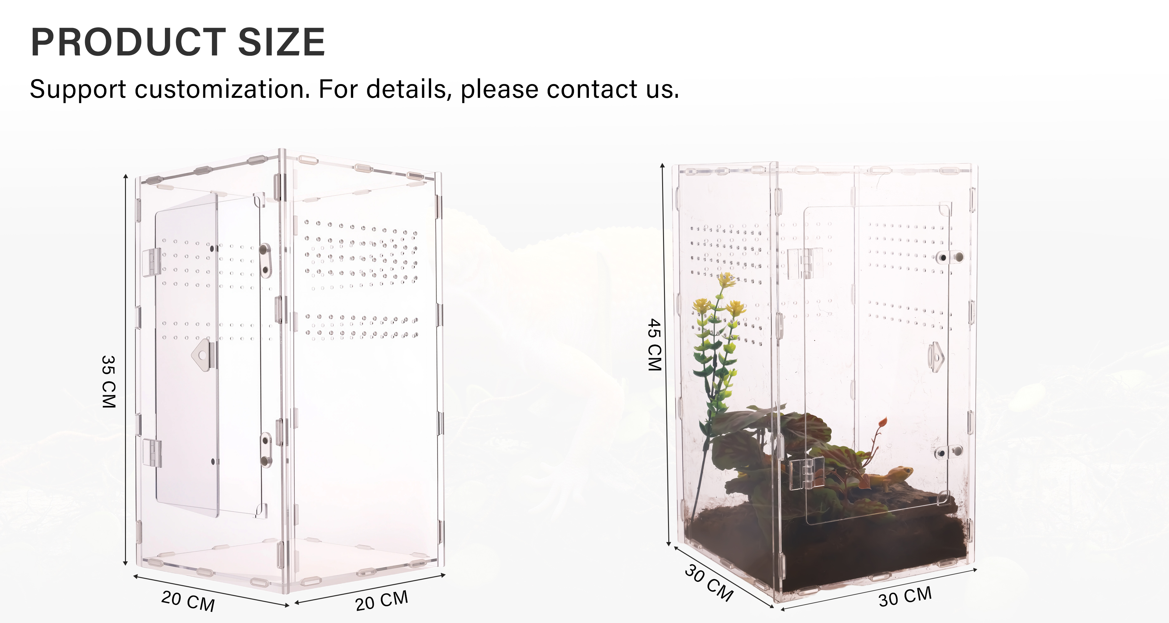 Recinto de acrílico transparente para reptiles con apilable para geckos y lagartos