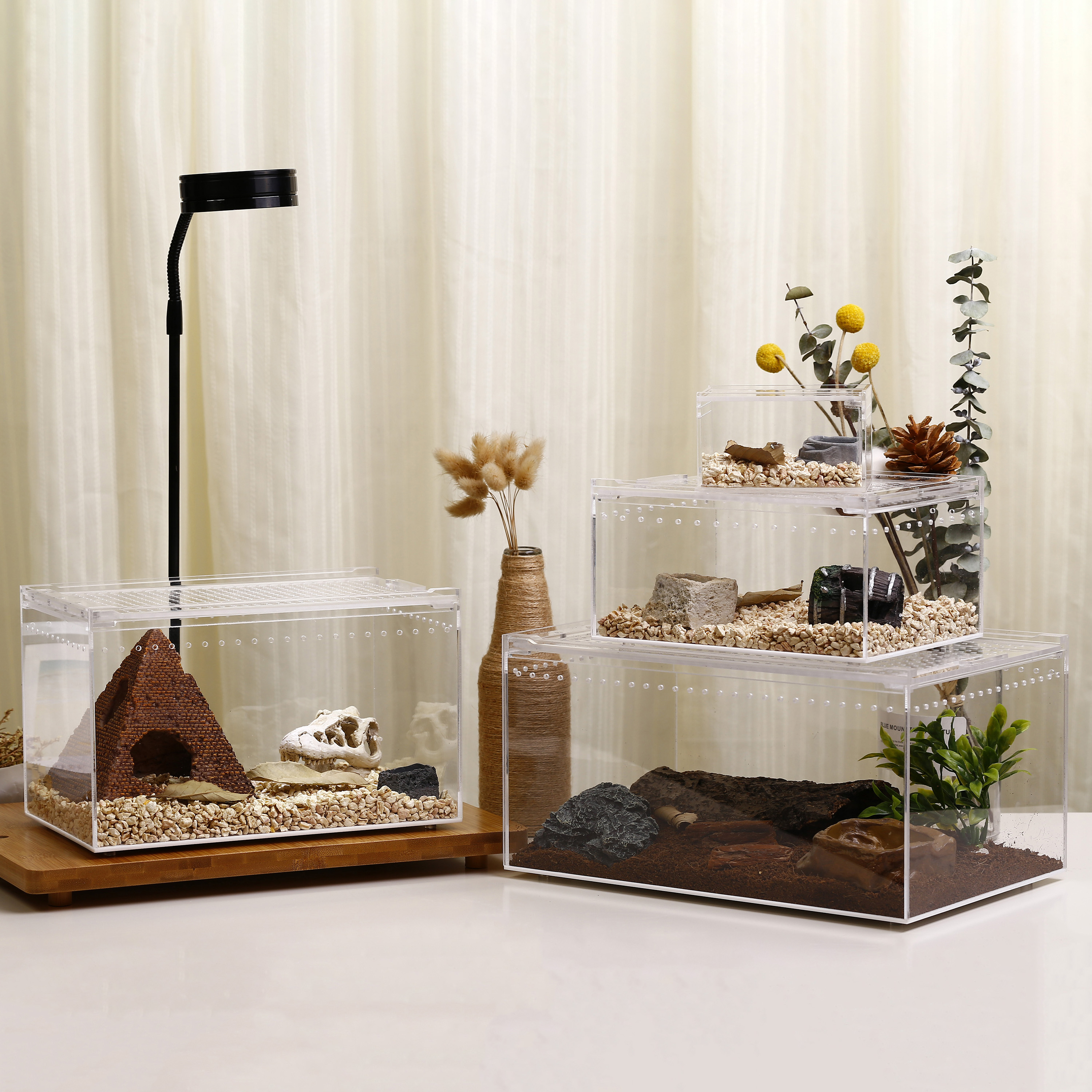 Recinto acrílico integrado para reptiles con tapa deslizante integrada: ideal para geckos y reptiles pequeños