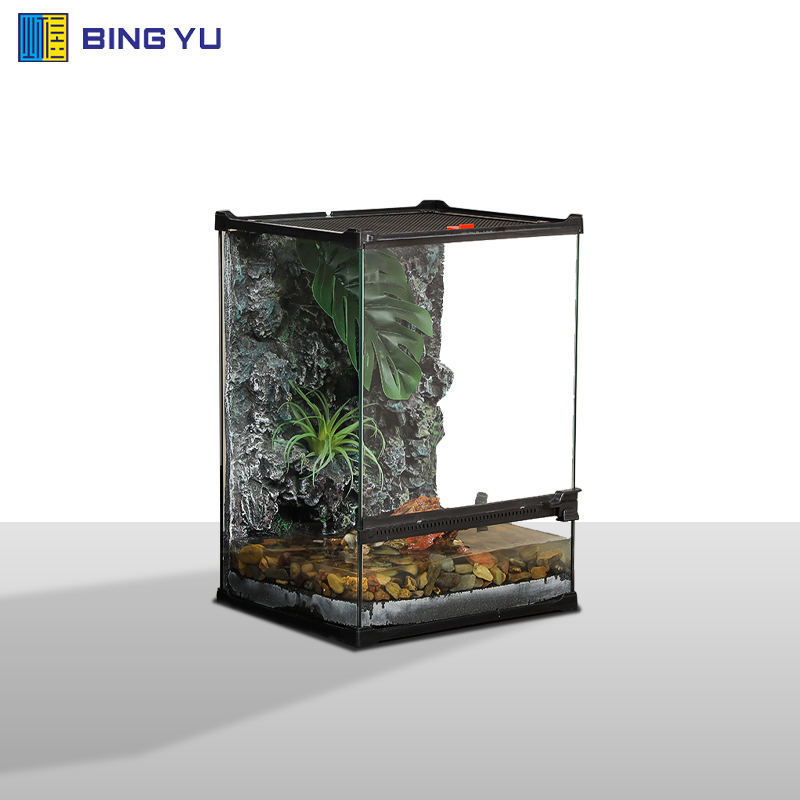 Jaula de cristal para reptiles, terrario Gecko de serpiente lagarto, estilo selva tropical de alta calidad para mascotas, tanque