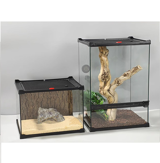 Jaula de cristal para reptiles, terrario Gecko de serpiente lagarto, estilo selva tropical de alta calidad para mascotas, tanque